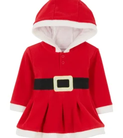 Kleider & Röcke*O46bpx Weihnachts-Outfit Kleinkinder Weihnachts-Kleid mit Kapuze und Knöpfen niedliches Kinder Winter-Kleid  938630 Rot