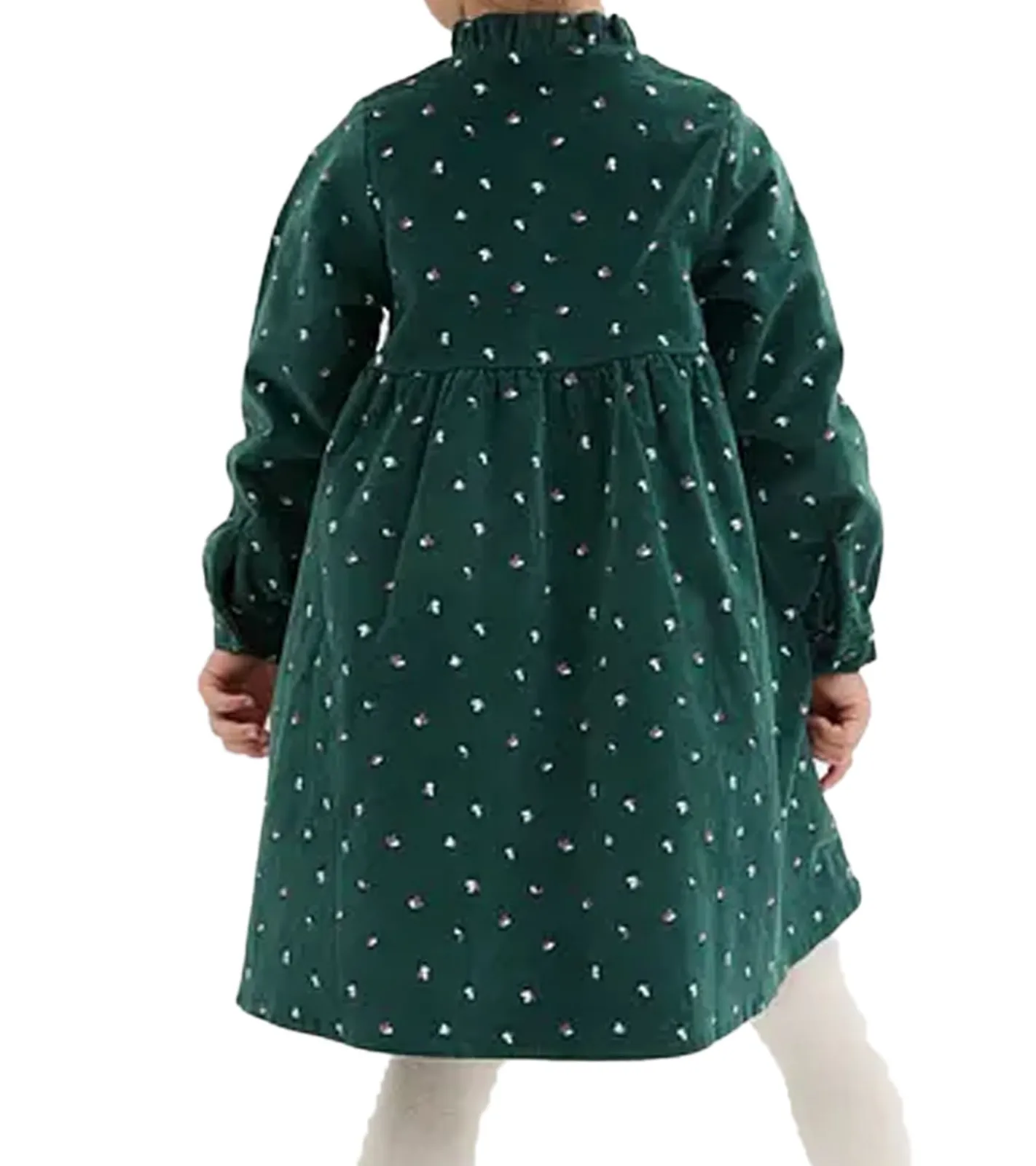 Kleider & Röcke*O46bpx winterliches Kinder Mini-Kleid für Mädchen Cord-Kleid mit Knopfleiste und kleinen Schmetterlingen Baumwolle 952035 Grün