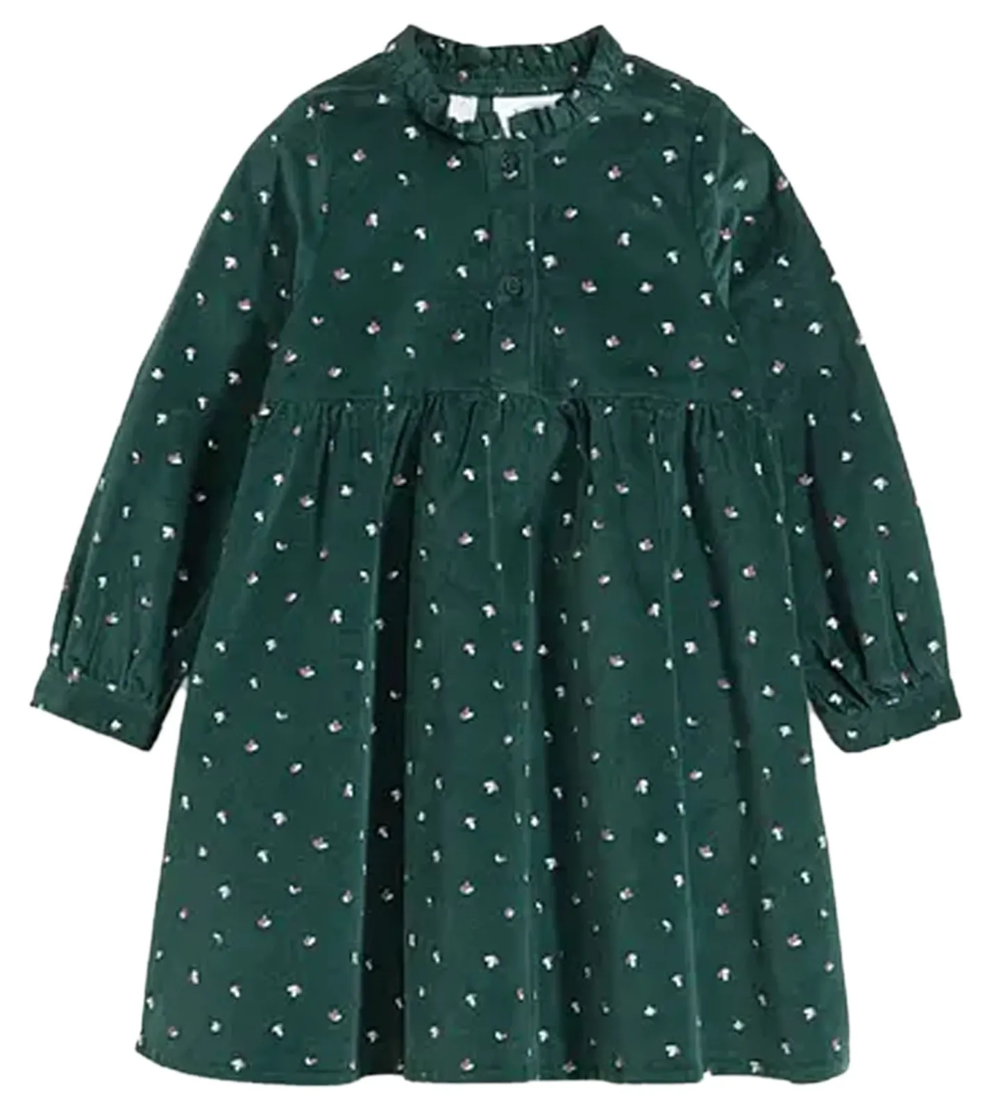 Kleider & Röcke*O46bpx winterliches Kinder Mini-Kleid für Mädchen Cord-Kleid mit Knopfleiste und kleinen Schmetterlingen Baumwolle 952035 Grün