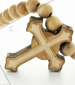 Schmuck*WOOD FELLAS Mode-Schmuck modische Holz-Kette mit Anhänger keltisches Kreuz Beige