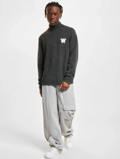 Sweater & Pullover|Pullover & Sweater*Wood Wood Blu AA CS Halfzip Pullover anthrazit