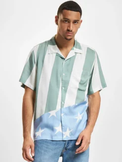 Hemden & Poloshirts*Wood Wood Noa USAA Big Print Shirt weiß