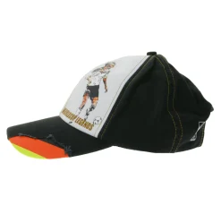 Caps & Mützen*SCRIMMAGE WORLDCUP LEGENDS Unisex Baseball-Cap im Deutschland-Design Baumwoll-Cap mit Fußballspieler-Print Curved-Brim-Cap mit No.5-Print Damaged-Look TC123027WCL Schwarz