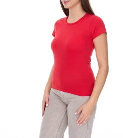 Tops & T-Shirts*WORXWEAR Damen T-Shirt modisches Rundhals-Shirt mit 180gsm Kurzarm-Shirt Rot