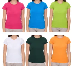 Tops & T-Shirts*WORXWEAR Damen T-Shirt modisches Rundhals-Shirt mit 180gsm Kurzarm-Shirt in Weiß, Blau, Orange, Hellgrün, Pink oder Dunkelgrün
