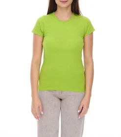 Tops & T-Shirts*WORXWEAR Damen T-Shirt modisches Rundhals-Shirt mit 180gsm Kurzarm-Shirt Apfel Grün