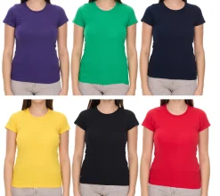 Tops & T-Shirts*WORXWEAR Damen T-Shirt modisches Rundhals-Shirt mit 180gsm Kurzarm-Shirt in Gelb, Grün, Violett, Schwarz, Navy oder Rot