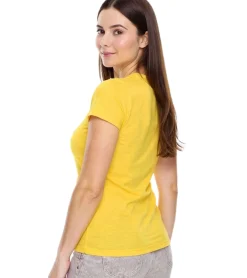 Tops & T-Shirts*WORXWEAR Damen T-Shirt modisches Rundhals-Shirt mit 180gsm Kurzarm-Shirt Gelb