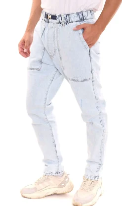 Jeans & Hosen*2Y Premium Herren Skinny-Jeans stylische Denim-Hose mit großen Eingrifftaschen B6894 Hellblau