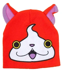 Caps & Mützen*BioworldMerch Yo-kai Watch Jibanyan Beanie Strick-Mütze Kinder Kopfbedeckung mit Ohren KC472464YKW Orange/Pink