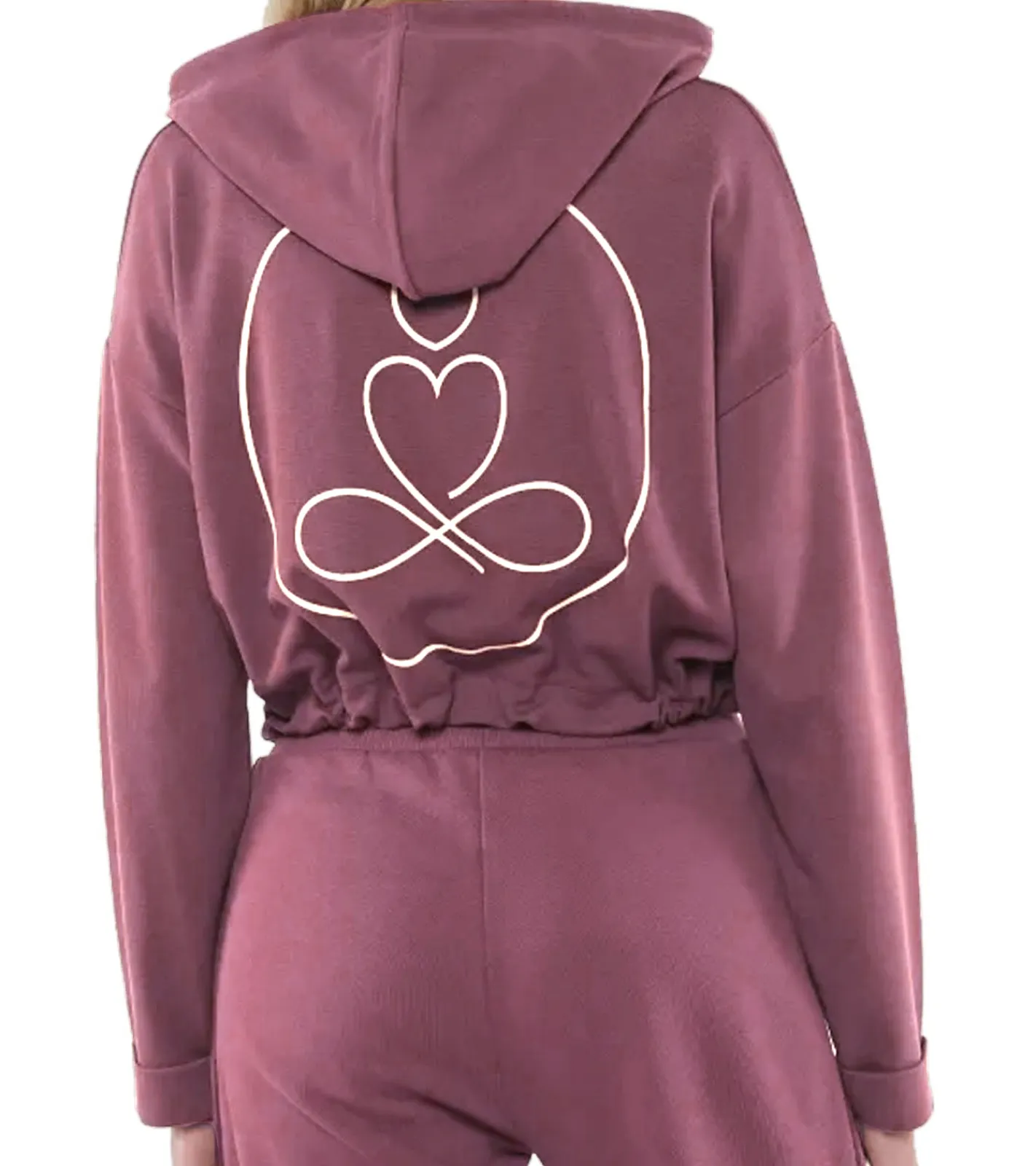 Sweater & Pullover*YOU DO YOU Damen Cropped-Hoodie mit Kapuze Alltags-Pullover Yoga-Mode 905081 Alt-Rosa