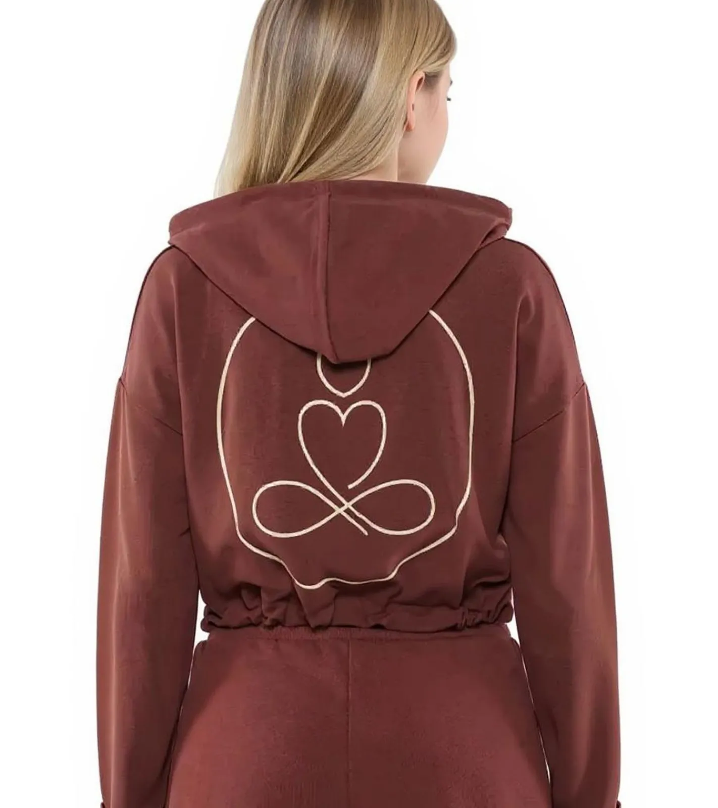 Sweater & Pullover*YOU DO YOU Damen Cropped-Hoodie mit Kapuze Alltags-Pullover Yoga-Mode 905081 Mahagoni-Braun