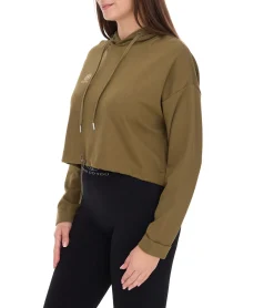 Sweater & Pullover*YOU DO YOU Damen Cropped-Hoodie mit Kapuze Alltags-Pullover Yoga-Mode 905081 Khaki