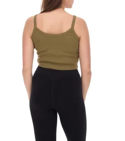 Tops & T-Shirts*YOU DO YOU Damen Crop-Top geripptes Fitness-Top Baumwoll-Shirt Tanktop Yoga-Mode 905101 Khaki