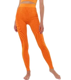 Sportunterbekleidung|Fitnessmode & Jogginghosen*YOU DO YOU Damen Leggings gestreift modische Fitness-Hose Workout-Hose Sport-Tights High Waist Yoga-Mode 904981 Orange