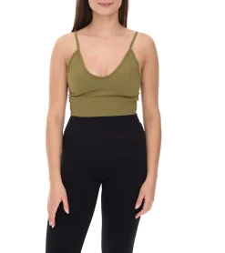 Unterwäsche|Sportoberbekleidung*YOU DO YOU Damen Sport-BH Sport-Bustier nahtloses Sport-Oberteil Yoga-BH 904951 Khaki