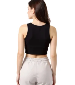 Tops & T-Shirts*ZEGY Damen Crop-Top Tank-Top geripptes Baumwoll-Shirt ärmellos 1085 Schwarz