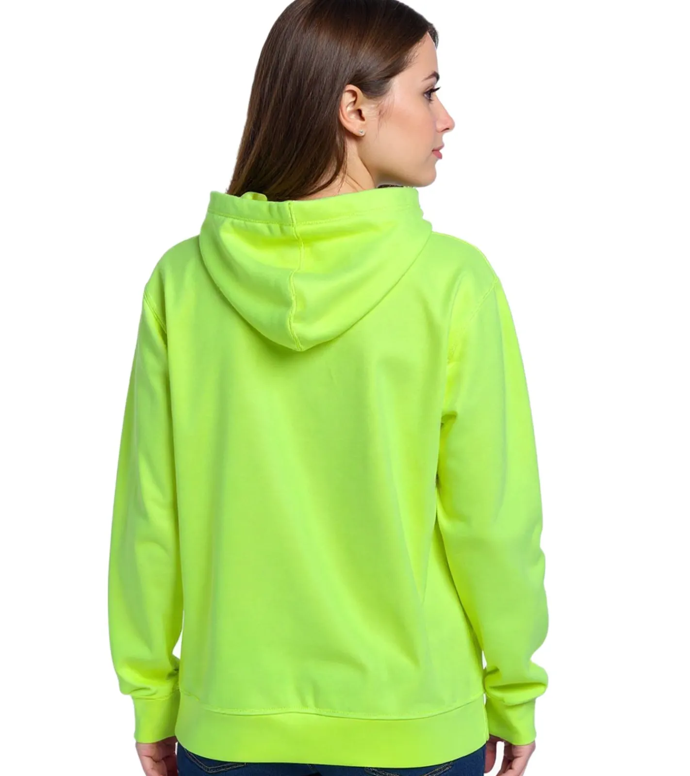 Sweater & Pullover*ZEGY Damen Hoodie schlichter Kapuzen-Pullover mit Kängurutasche Sweater 1080 Neon-Gelb