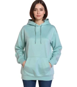 Sweater & Pullover*ZEGY Damen Hoodie schlichter Kapuzen-Pullover mit Kängurutasche Sweater 1082 Mint-Grün