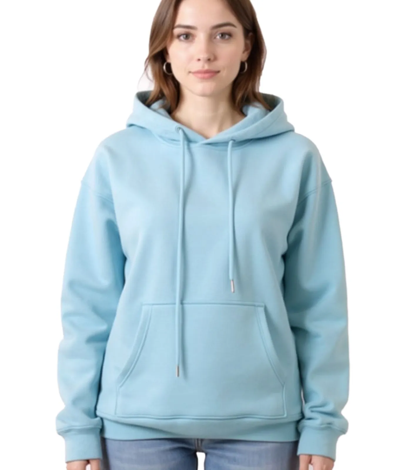Sweater & Pullover*ZEGY Damen Hoodie schlichter Kapuzen-Pullover mit Kängurutasche Sweater 1077 Hell-Blau