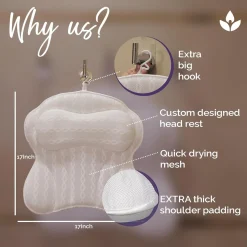 Körperpflege & Wellness*Zenfinity Moments Badewannen-Kissen zur Unterstützung von Kopf, Nacken und Rücken Bad-Zubehör 43x43cm Bad-Kissen Wellness Weiß