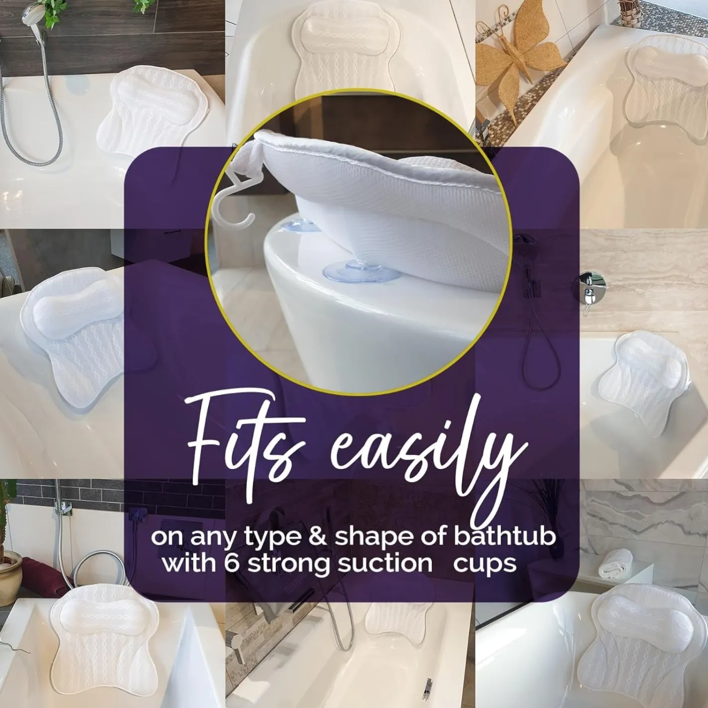 Körperpflege & Wellness*Zenfinity Moments Badewannen-Kissen zur Unterstützung von Kopf, Nacken und Rücken Bad-Zubehör 43x43cm Bad-Kissen Wellness Weiß