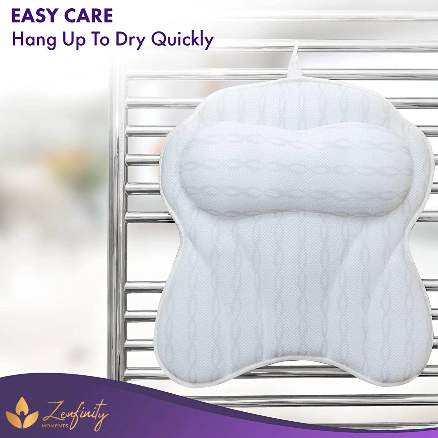 Körperpflege & Wellness*Zenfinity Moments Badewannen-Kissen zur Unterstützung von Kopf, Nacken und Rücken Bad-Zubehör 43x43cm Bad-Kissen Wellness Weiß