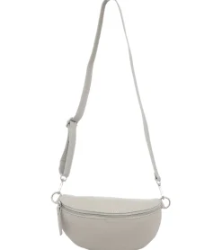 Rucksäcke & Taschen|Sportausrüstung*ZWILLINGSHERZ Damen Echtleder Umhängetasche Cross Body Bag mit abnehmbaren Schultergurt Bauchtasche modische Ausgeh-Tasche 1416C Grau