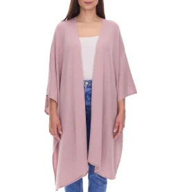 Strickjacken & Cardigans|Sweater & Pullover*ZWILLINGSHERZ Damen Poncho mit Kaschmir hochwertiges Cape Tunika mit Ärmeln 8029P in Rosa, Rot, Beige, Grau, Blau