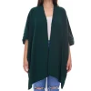 Strickjacken & Cardigans|Sweater & Pullover*ZWILLINGSHERZ Damen Poncho mit Kaschmir hochwertiges Cape Tunika mit Ärmeln 8029P Tannengrün