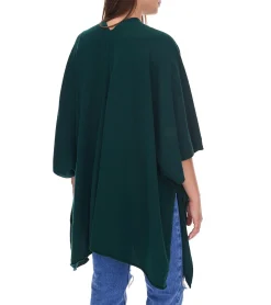 Strickjacken & Cardigans|Sweater & Pullover*ZWILLINGSHERZ Damen Poncho mit Kaschmir hochwertiges Cape Tunika mit Ärmeln 8029P Tannengrün