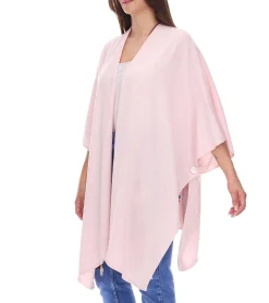 Strickjacken & Cardigans|Sweater & Pullover*ZWILLINGSHERZ Damen Poncho mit Kaschmir hochwertiges Cape Tunika mit Ärmeln 8029 Rosa