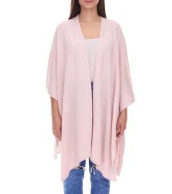 Strickjacken & Cardigans|Sweater & Pullover*ZWILLINGSHERZ Damen Poncho mit Kaschmir hochwertiges Cape Tunika mit Ärmeln 8029 Rosa