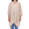 Strickjacken & Cardigans|Sweater & Pullover*ZWILLINGSHERZ Damen Poncho mit Kaschmir hochwertiges Cape Tunika mit Ärmeln 8029P Hellbeige