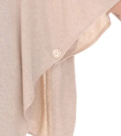 Strickjacken & Cardigans|Sweater & Pullover*ZWILLINGSHERZ Damen Poncho mit Kaschmir hochwertiges Cape Tunika mit Ärmeln 8029P Hellbeige
