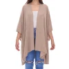 Strickjacken & Cardigans|Sweater & Pullover*ZWILLINGSHERZ Damen Poncho mit Kaschmir hochwertiges Cape Tunika mit Ärmeln 8029P Beige