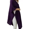 Strickjacken & Cardigans|Sweater & Pullover*ZWILLINGSHERZ Damen Poncho mit Kaschmir hochwertiges Cape Tunika mit Ärmeln 8029P Lila