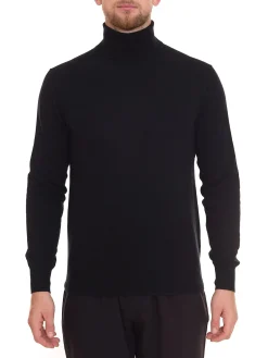 Pullover & Sweater*ZWILLINGSHERZ Herren 100% Kaschmir-Pullover Rollkragen-Pullover Langarm-Shirt 7079 Schwarz