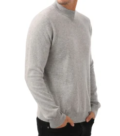 Pullover & Sweater*ZWILLINGSHERZ Herren 100% Kaschmir-Pullover Pullover mit Stehkragen Langarm-Shirt Hellgrau