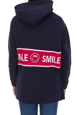 Sweater & Pullover*ZWILLINGSHERZ Hoodie Damen Kapuzen-Pullover mit Statement Print Baumwoll-Sweater Dunkelblau oder Beige Beate